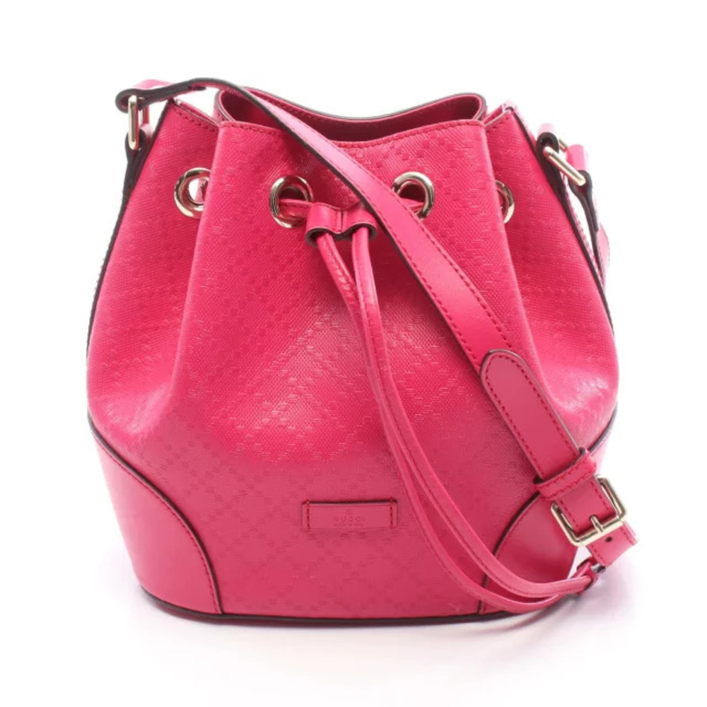 Gucci Bright Diamante Canvas Leather Shoulder Bag Pink